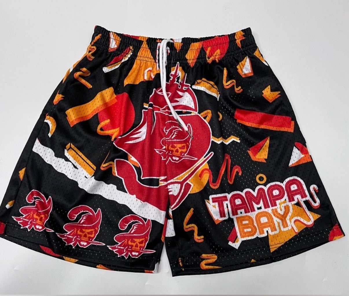 Tampa Bay Custom Mesh Retro Buccaneers Themed Mens Shorts