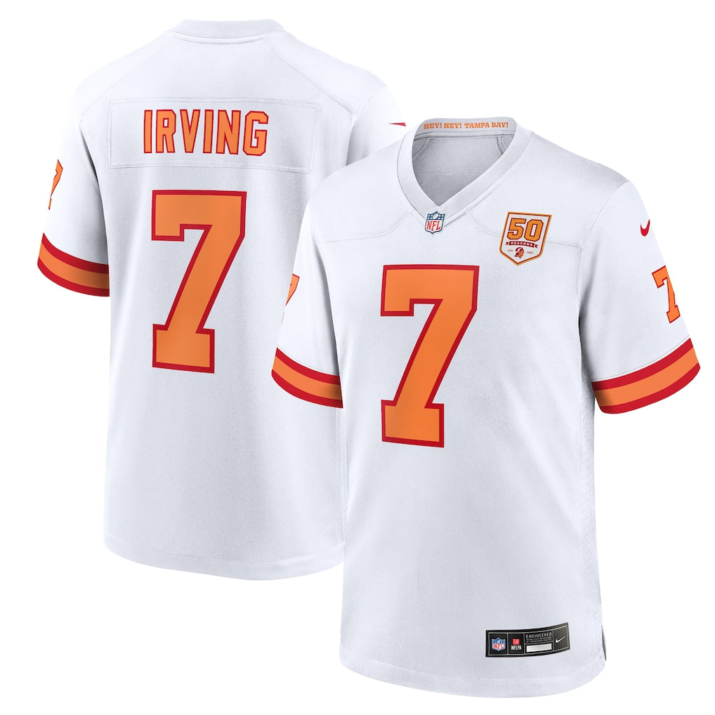 76 Tampa Bay Buccaneers Bucky Irving White Game Jersey w/ 50yr. Patch