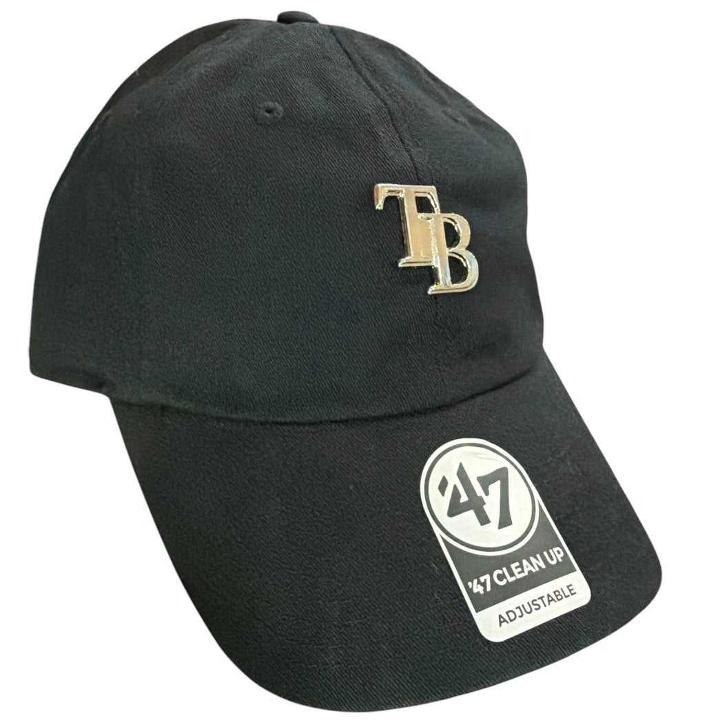 Tampa Bay Rays '47 Clean Up Black Metal Logo Adjustable Strap Hat