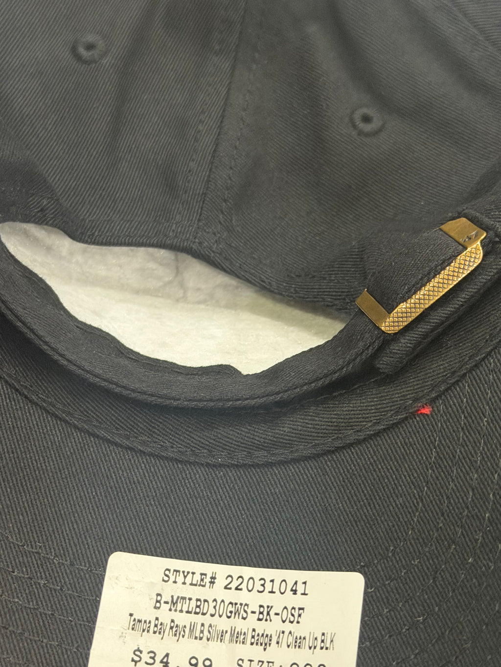 Tampa Bay Rays '47 Clean Up Black Metal Logo Adjustable Strap Hat