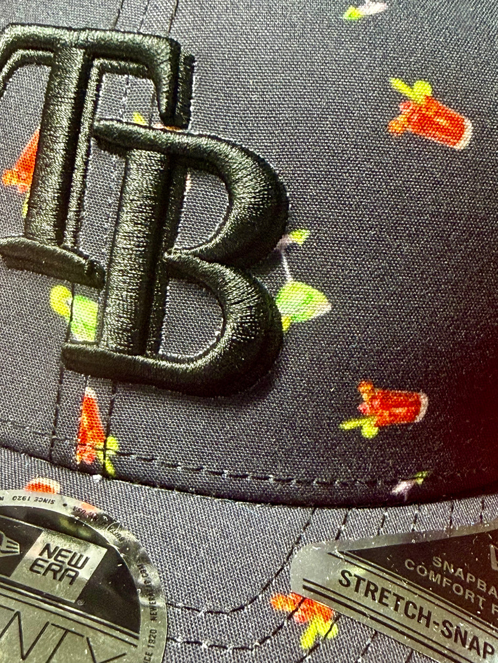 Tampa Bay Rays Day Drinkin' New Era 9Seventy Stretch Snap Black  Mesh Back Hat