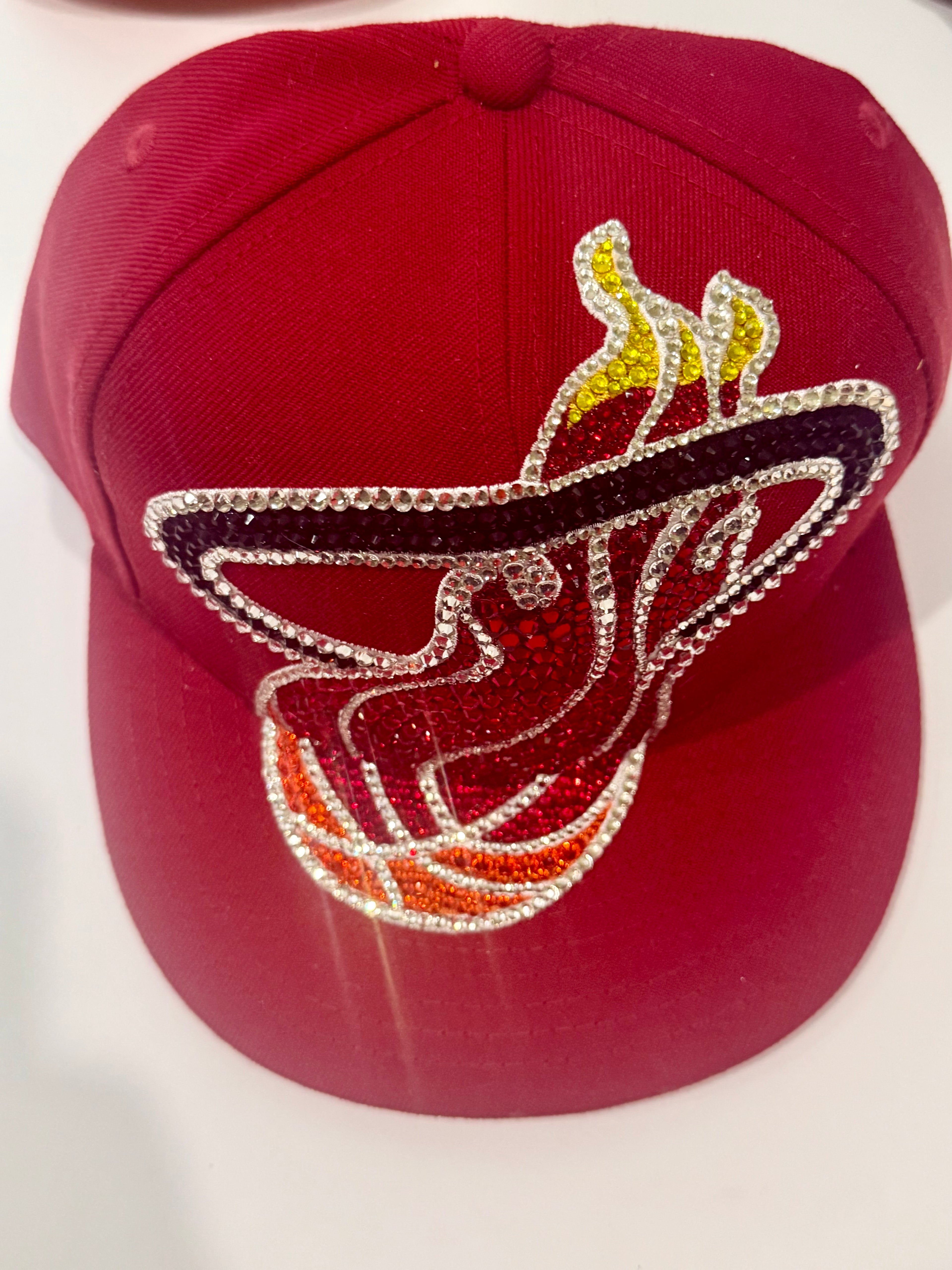 Miami Heat Mitchell & Ness Custom Crystal Jumbo Logo Snapback Hat