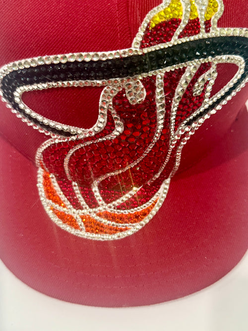 Miami Heat Mitchell & Ness Custom Crystal Jumbo Logo Snapback Hat