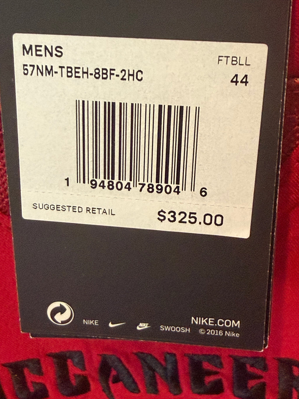 Tampa Bay Buccaneers Nike Vapor Elite sz 44 Jersey 2021