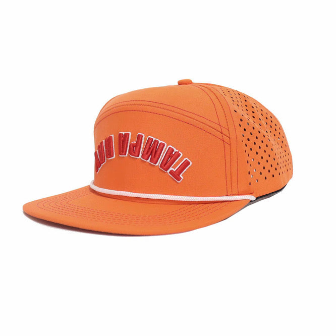 Tampa Bay Upside Down Triple Logo Split Panel Performance Snapback Hat