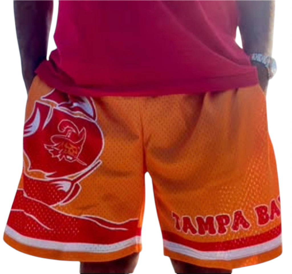 Tampa Bay Custom Mesh Creamsicle Retro Buccaneers Themed Mens Shorts