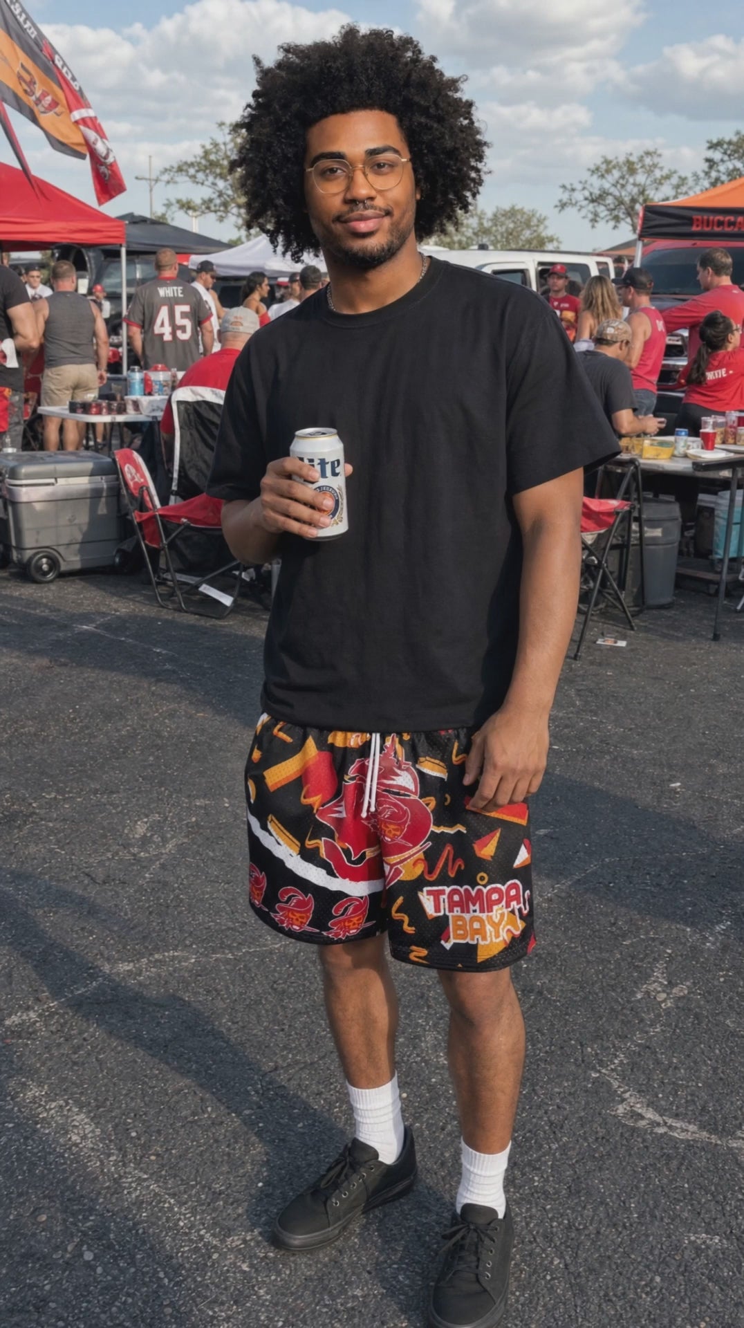 Tampa Bay Custom Mesh Retro Buccaneers Themed Mens Shorts
