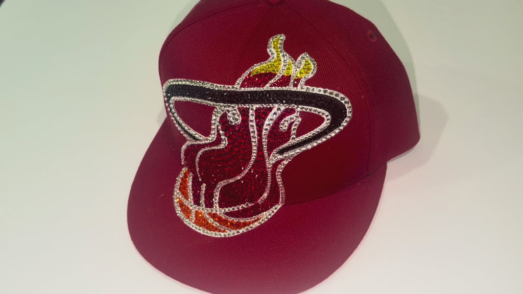 Miami Heat Mitchell & Ness Custom Crystal Jumbo Logo Snapback Hat