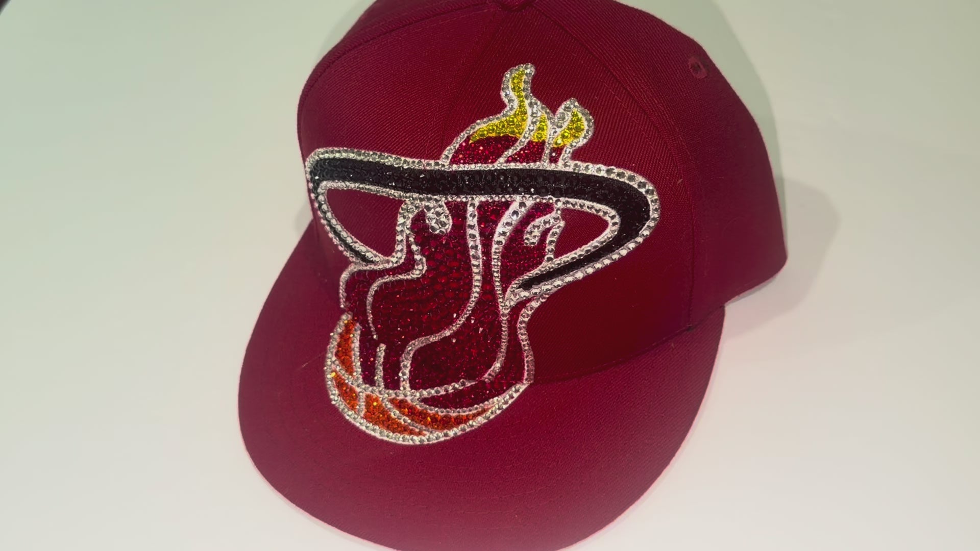 Miami Heat Mitchell & Ness Custom Crystal Jumbo Logo Snapback Hat